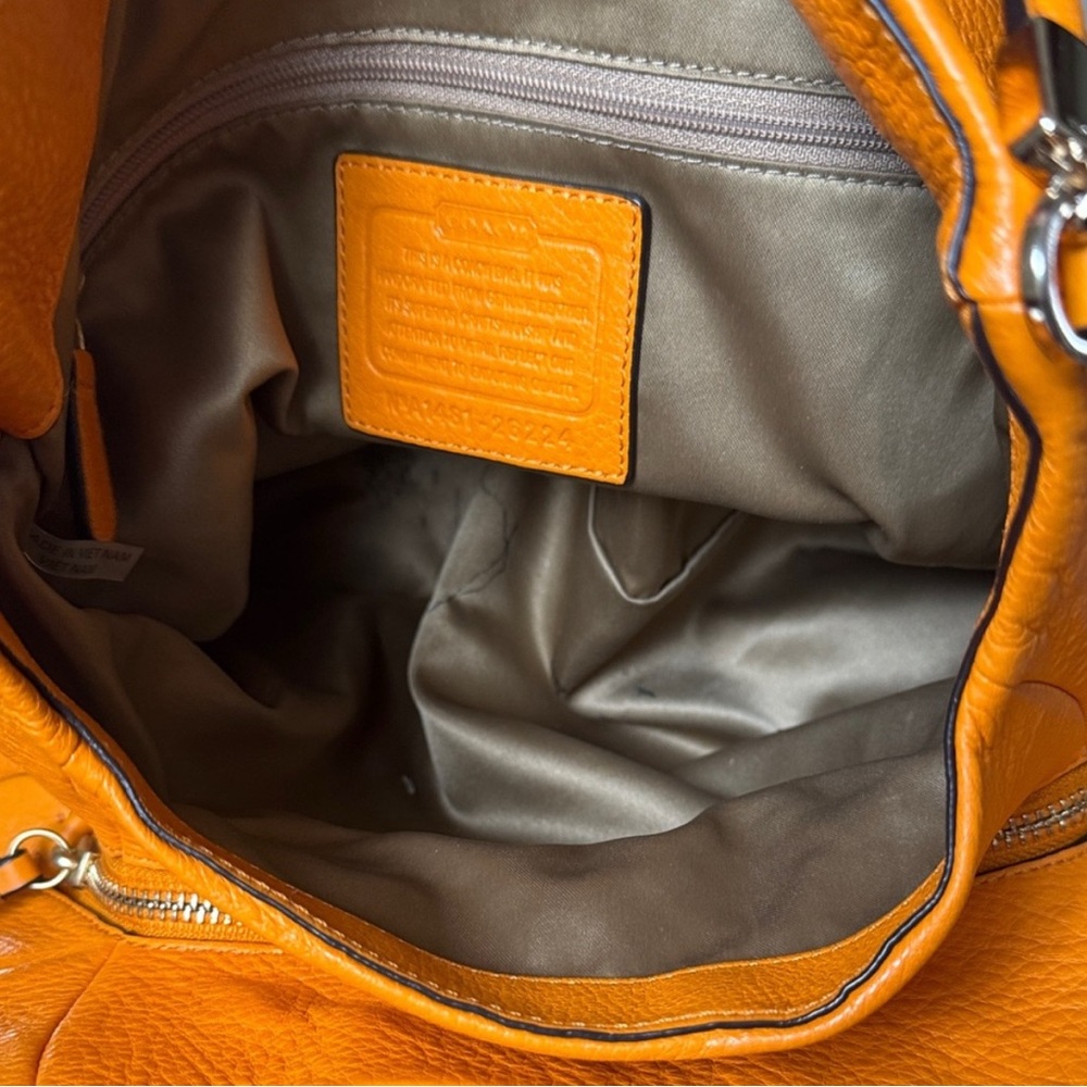 Coach Pebbled Leather Shoulder Bag in Bright Orange with Gold Hardware - Picture 10 of 12
